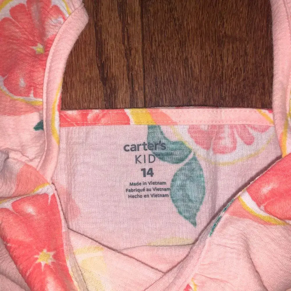 NWOT Carter’s Girls Dress‎ Size 14 Pink Fruit Print Sleeveless Summer Sundress - Picture 4 of 5